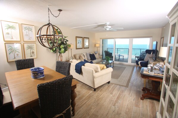 Living room and dining room