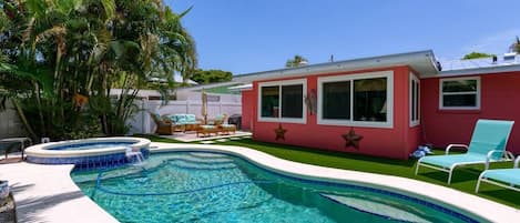 Private Backyard Pool and Jacuzzi. 
Resurfaced in Oct 2021