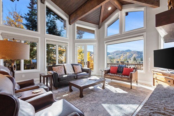 Spacious Living Room with Walls of Windows and Endless Deer Valley Views
