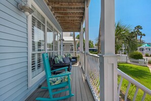 first floor deck in front of main house