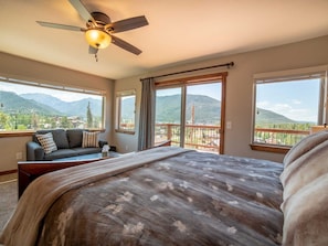 The upstairs Bedroom 2 with King Bed and unparalleled mountain views. A great way to wake up in the morning.