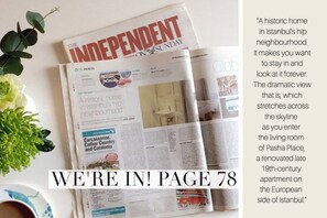 Press for this apartment includes a double page spread in the Independent on Sunday:> Restored by husband&wife business partners who have several 19th C apartments "We try hard to be sensitive to the building and original architecture” says Julia <