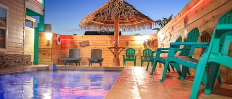 Private pool that can be heated when needed with beautiful palapa