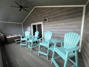 New settee chairs for optimal view of Mt. LeConte. Family memories are made here