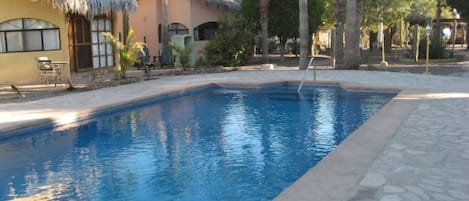 Common pool with the casita in the background far left