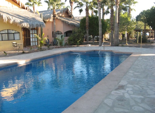 Common pool with the casita in the background far left