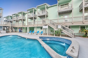 Refresh yourself in the tranquil heated pool or relax in the community hot tub