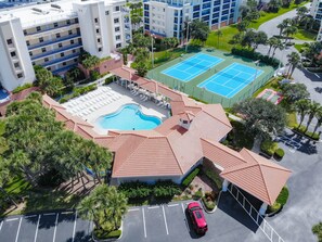 One of the club houses has a pool and access to the tennis courts.