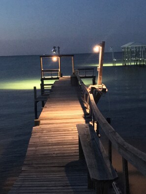 Lighted for safety and catching fish!
Lighted fish cleaning station w/water too!