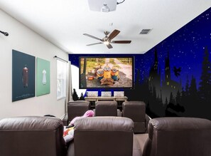 Watch a movie in the newly themed Hogwarts Movie Theater Room.