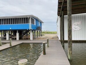 view from end of dock, looking towards road