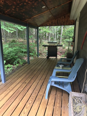 Back deck off of the sleeping area with Bar-B-Q