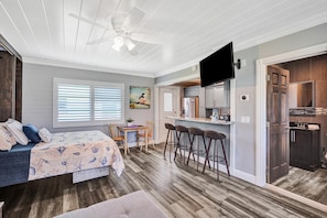 Small dining table and counter top seating 