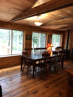 Dining room with fireplace