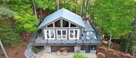 Aerial view of Cozy Cabin in the woods