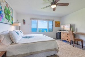 Oceanfront Views from every room in the house! This is the master bedroom with En Suite bath and King bed.