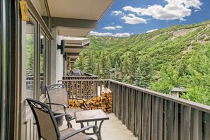 Bask in the warmth of the Colorado sun, blue skies and surrounding mountains as you unwind on your balcony.