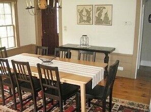 Modern dining room that seats 8