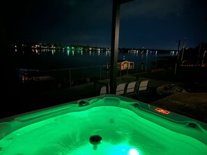 Gorgeous View of the lake at night from the hot tub.