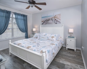 Master bedroom with King size bed and new Sealy Mattress.