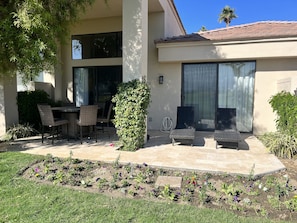 Golf course patio. 