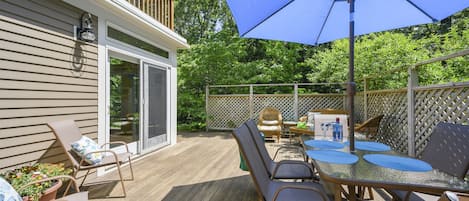 Large deck off Dining Room- 9 Reliance Way Harwich Cape Cod - New England Vacation Rentals-#BookNEVRDirectNormasCapeEscape