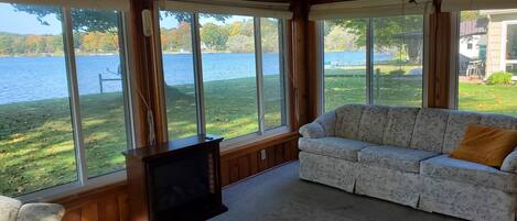 Enclosed patio for lake view and sunsets.  Sliding windows for breeze and sounds