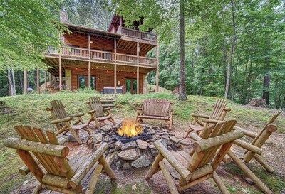 Campfire Cabin Brand New Hot Tub Fire, Cabin Fire Pit Ideas