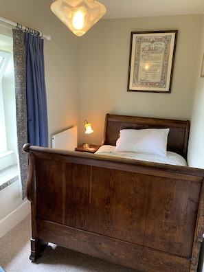 Bateau lit room - the antique French double bed is 6ft x 4ft