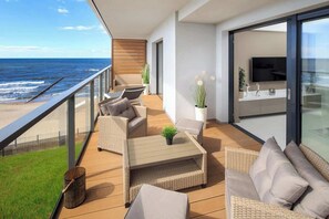 View from the apartment of the surrounding area and sea.