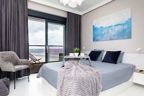 Cozy bedroom in the apartment.
