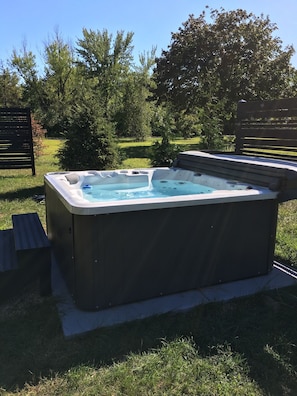 Large Hot tub offers great views and privacy.