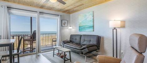 Open living/dining with personal balcony and oceanview!
