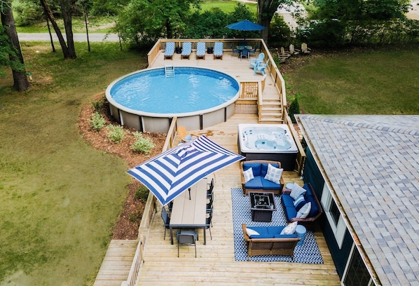 View Of Back deck area- on large private and quiet corner lot