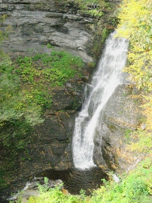 View of the 150' waterfall from back deck