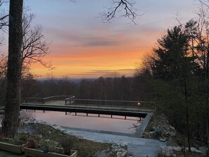 Winter sunset over reflection pool