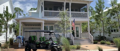 6 seater golf cart with rack in the back to carry your beach chairs & umbrellas!