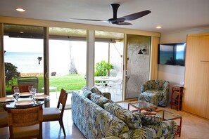 Living area with 55 inch TV