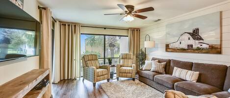 Living Room with large flat screen T.V.