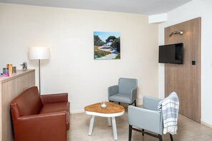 Relax in the comfortable living area.