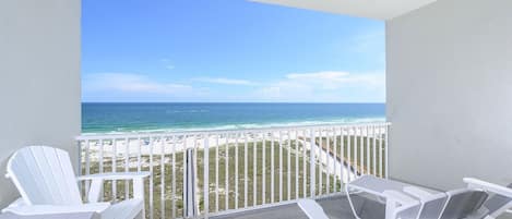 Nothing but beach, dunes and water views!  Amazing outdoor furniture too!