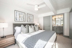 Indulge in seamless luxury: opulent sleeping quarters, spa-like en-suite bathroom.