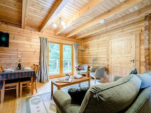 Living room/dining room | Larch - Acharn Lodges - Larch, Killin, near Crianlarich