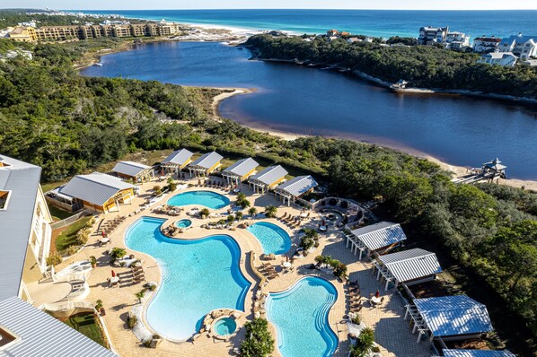 Arial view of Sanctuary at Redfish and big Redfish Lake