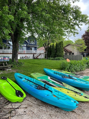 Kayaks, paddle  boards & life jackets for guest use