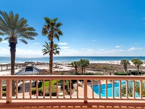 view of the pool and ocean