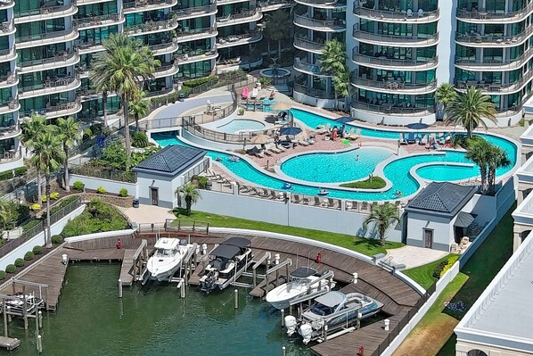 Outdoor Pool with Lazy River by the Private Marina