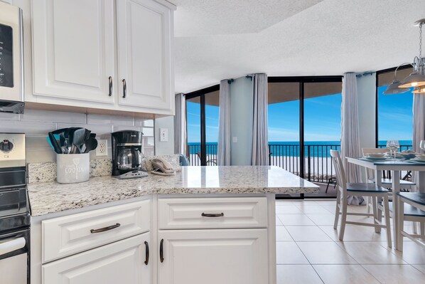 Kitchen & Dining with Beach View