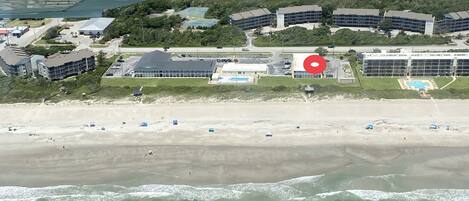 Aerial photo of distance between unit and beach.