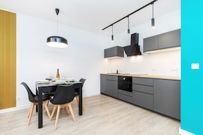 Modern, fully equipped kitchenette.